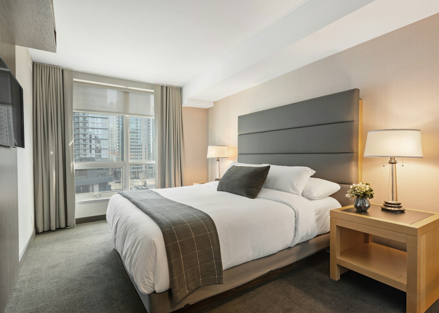 Immaculate rental bedroom prepared for arriving guests